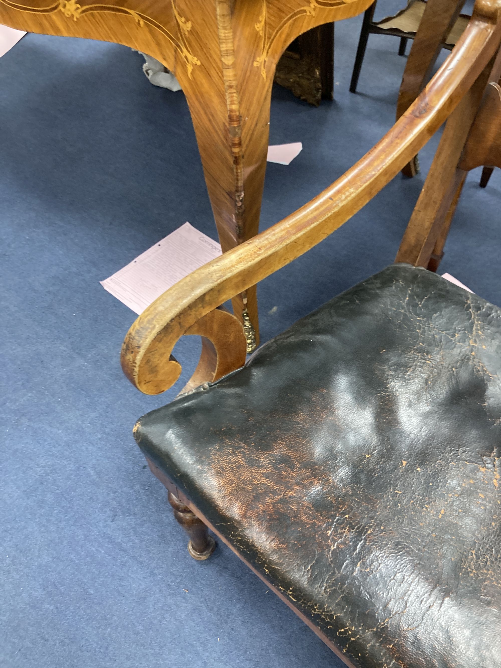 A 19th century Swedish fruitwood elbow chair